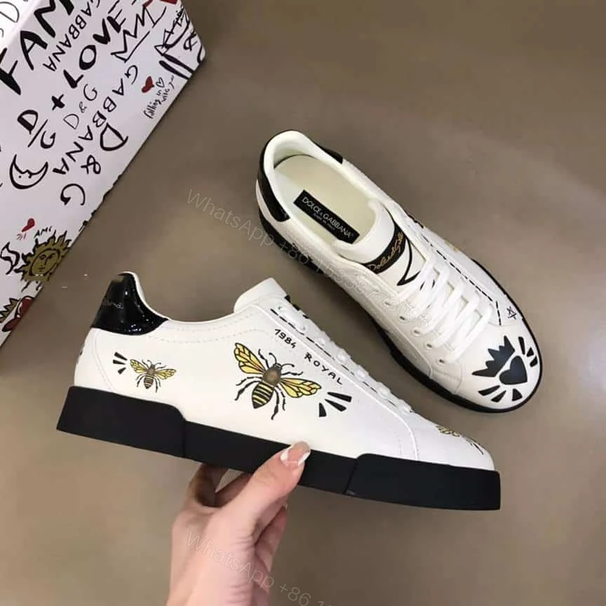 View 8 of DOLCE AND GABBANA PORTOFINO WASP PRINT SNEAKERS IN WHITE – DG104