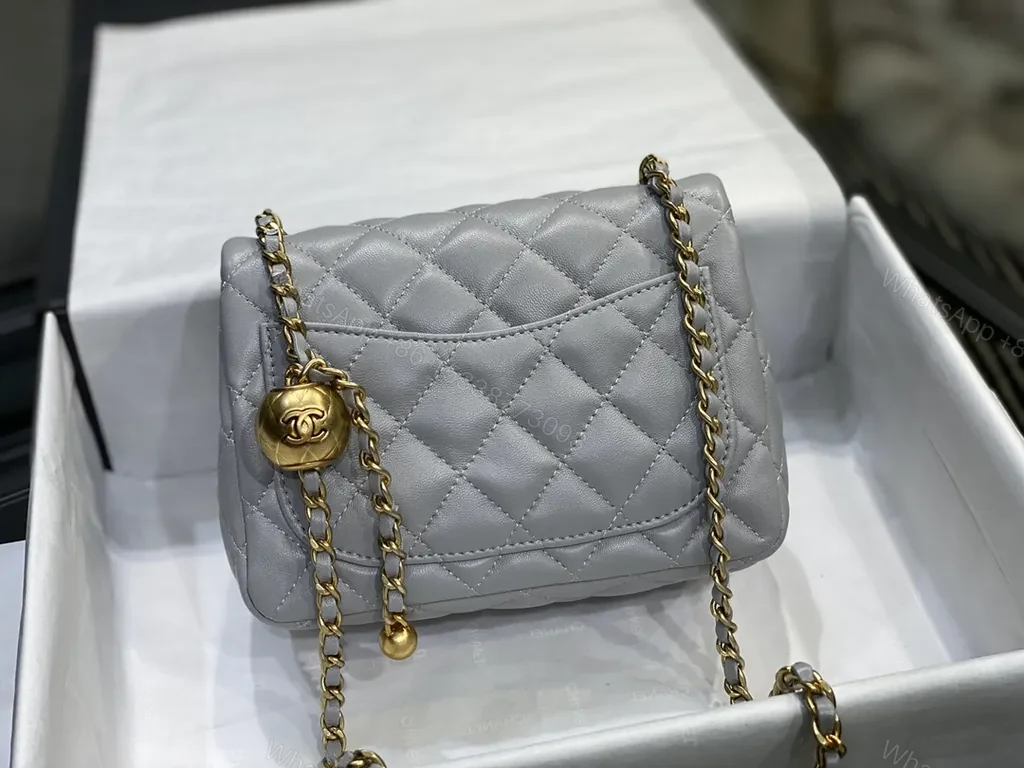 View 2 of Soft Gray Quilted Chain Bag: Luxe Everyday Accessory