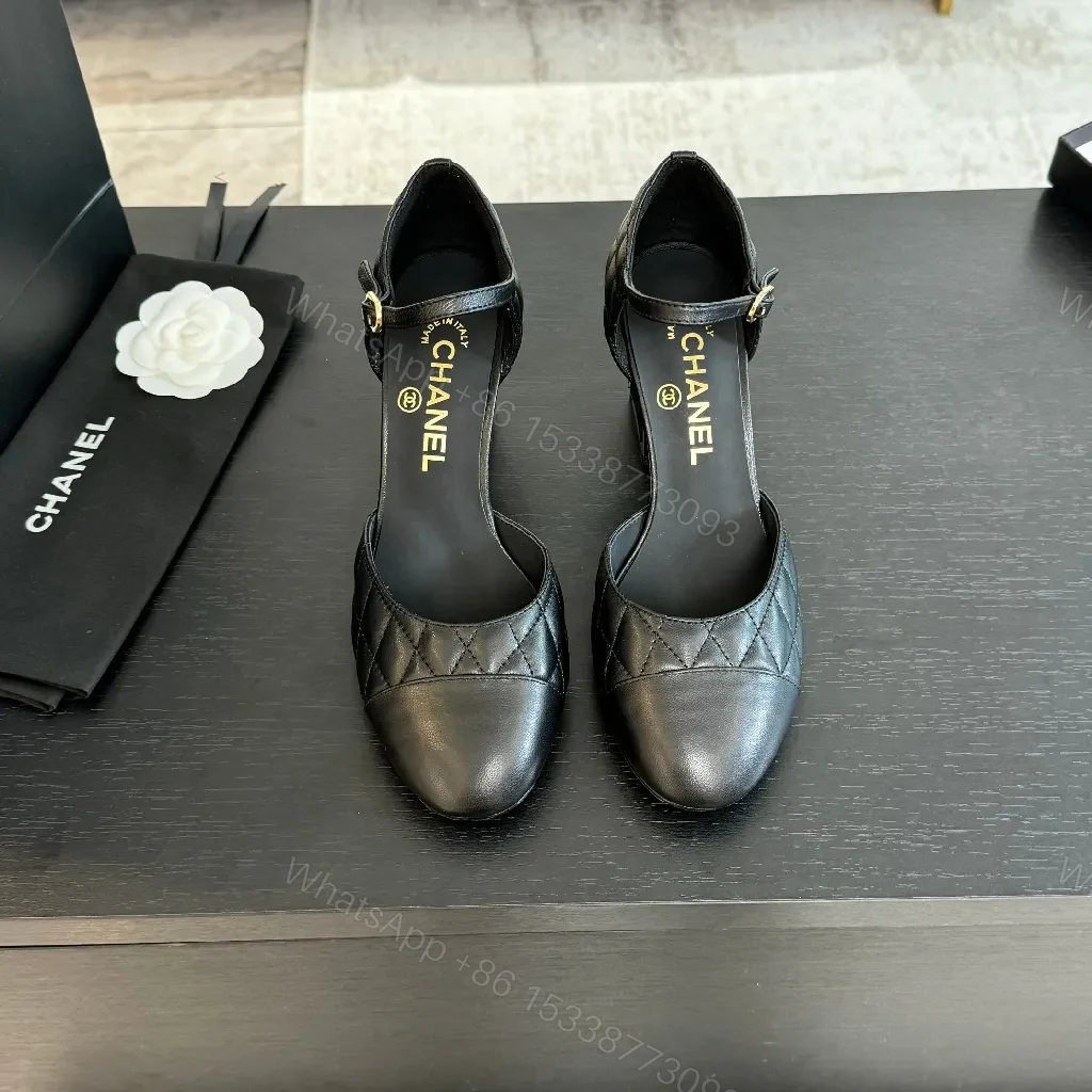 Quilted Ankle-Height Pumps + Subtle Shine, Black, Heels, Couture-Inspired — view 1