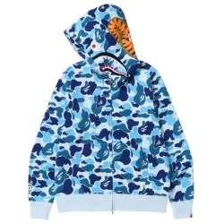 View 5 of BAPE ABC Camo Shark Zip Hoodie Blue 1J70-314-001