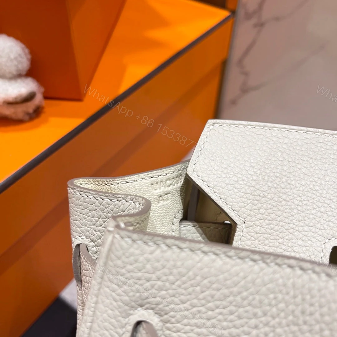 View 9 of HERMES BIRKIN 30CM WHITE TOGO LEATHER SILVER HARDWARE
