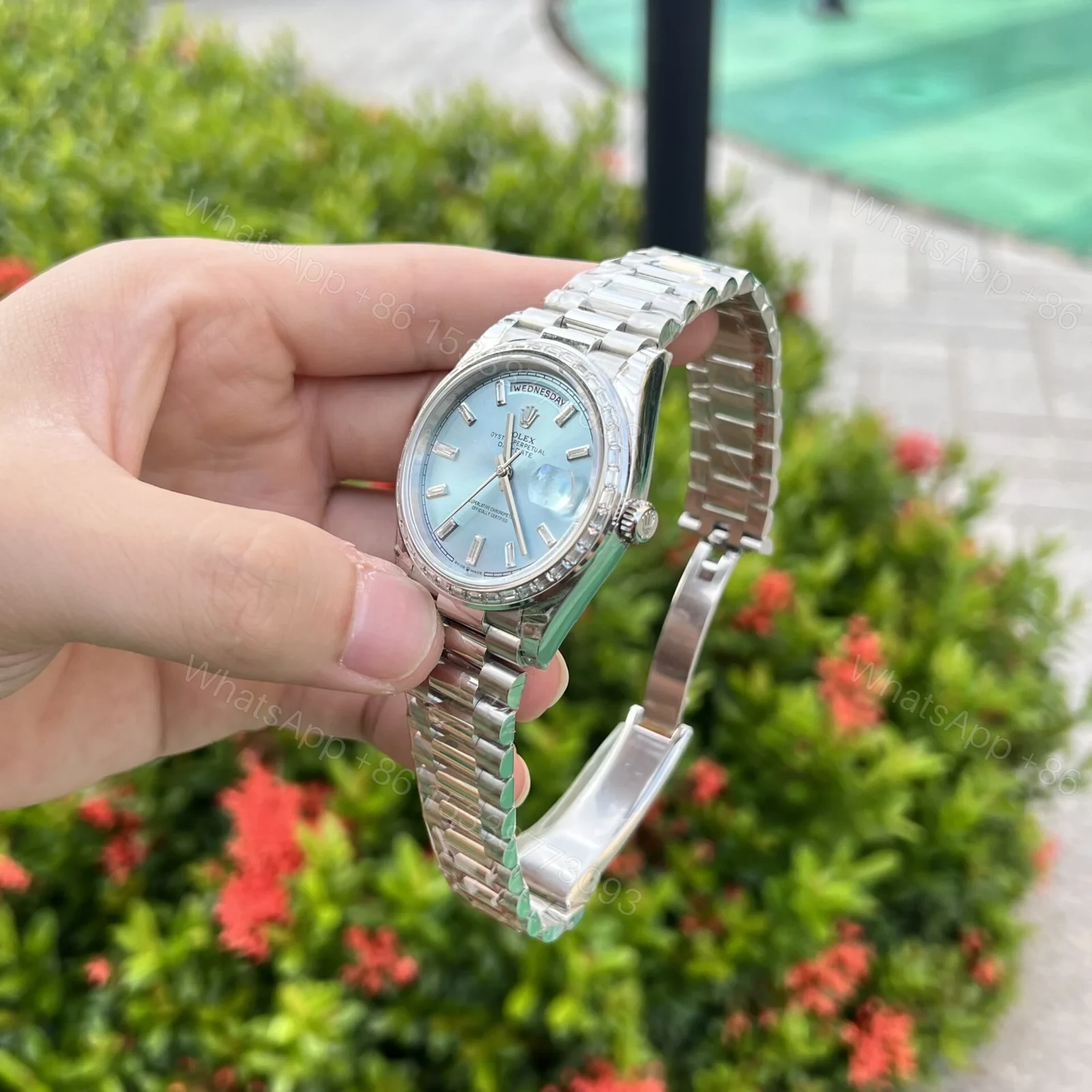 View 6 of Superclone Rolex Day-Date Ice Blue Diamond Dial 228396tbr-0002 40 mm