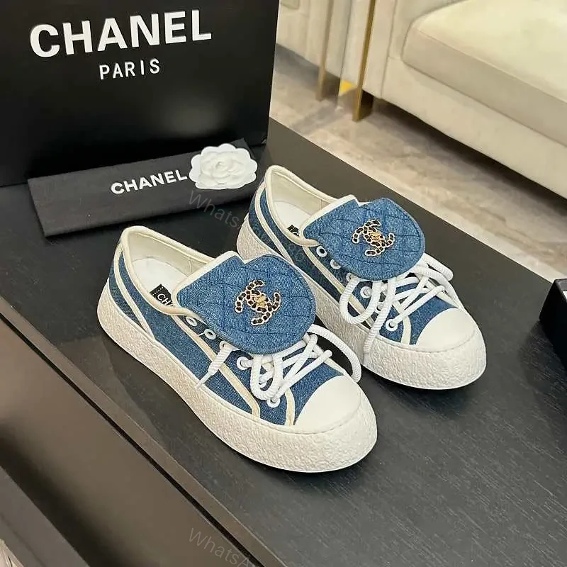 Denim Luxe Low-Tops with Chanel-Style Embroidery Sneakers — view 1