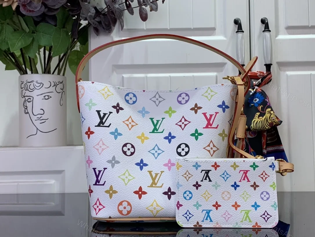 View 9 of Colorful Signature Clutch: Multicolor LV Monogram Pattern Leather Clutch