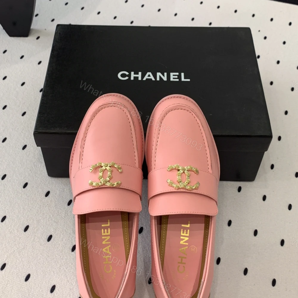 View 7 of 高仿Chanel*24S系列G45663C牛皮革樂福鞋粉色3CM免檢版