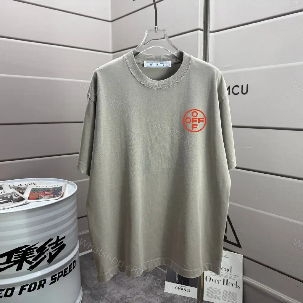 View 2 of Grey Cotton Blend Relaxed Tee with Subtle Logo