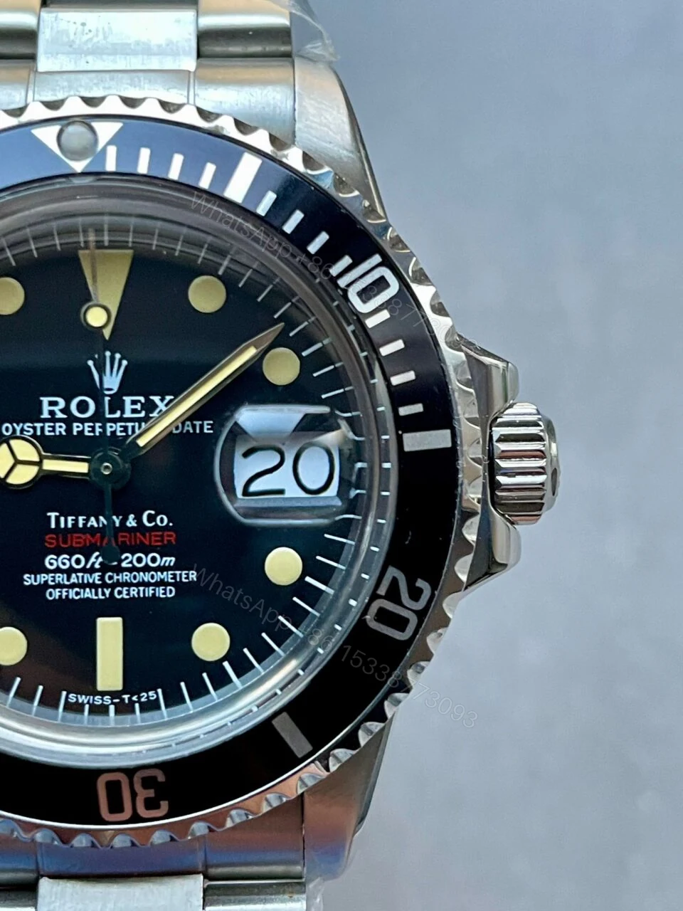 View 5 of VINTAGE Rolex Submariner Date Tiffany & Co 16610A30B9315 Black dial with SS bracelet