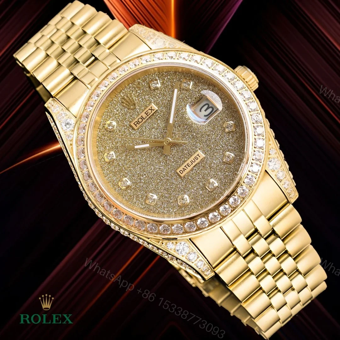 View 4 of Rolex Datejust Gold Diamond Replica 41MM Premium Full Pavé Bracelet RG-ROLEX-DATEJUST-GOLD-DIAMOND-41