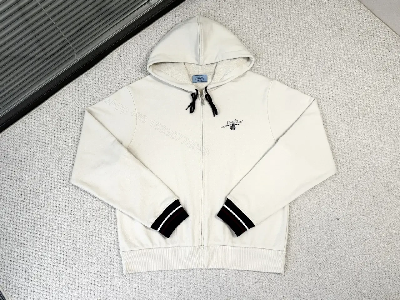 View 3 of Off-White Cotton-Blend Minimalist Zip Hoodie