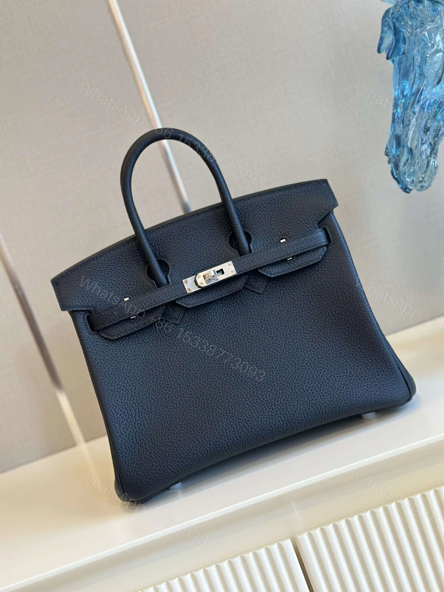 View 3 of Hermes Birkin 30 Dakr Blue Togo Leather Palladium Hardware