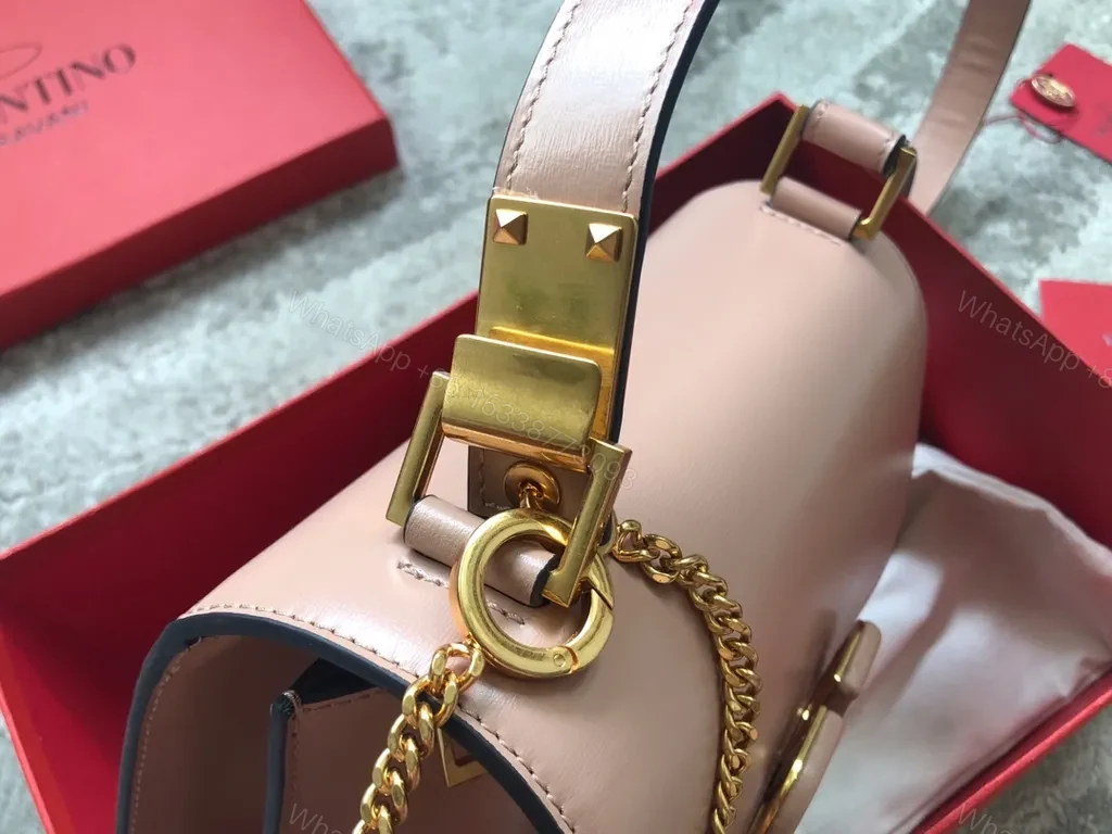 View 7 of Two-Tone Calfskin Crossbody with V Buckle Bag