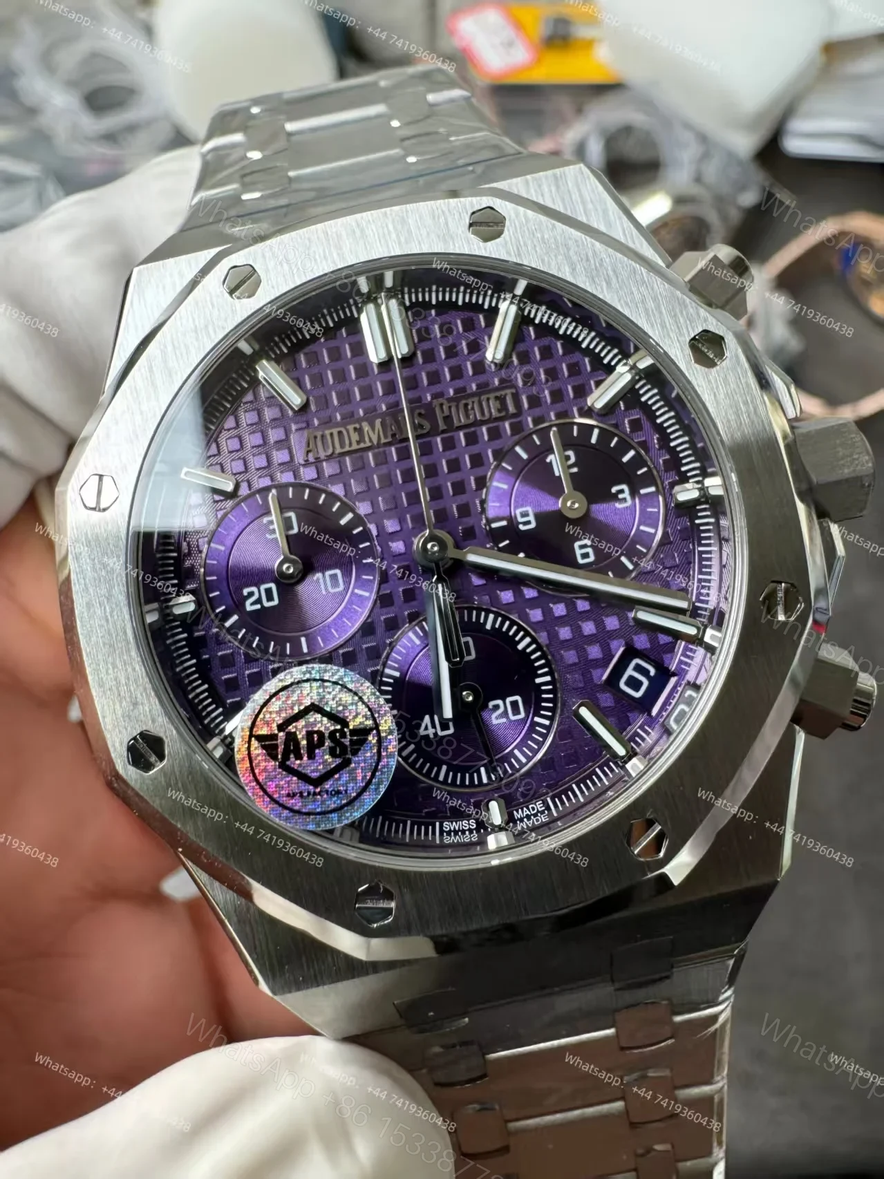 View 4 of Audemars Piguet Super Clone Royal Oak Purple Dial 26240 Chronograph 41mm Cal.4401