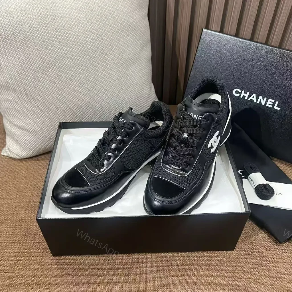 View 3 of Black Leather Low-Top Sneakers, Signature Detailing, Luxury Style