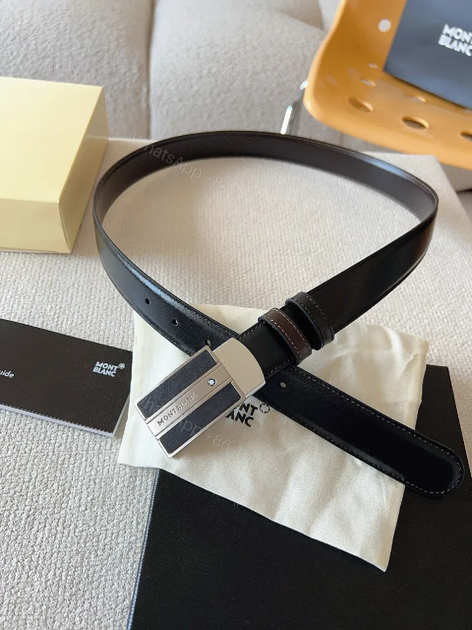 View 6 of Classic Leather Belt with Gunmetal Buckle - Premium Full-Grain Leather Belt