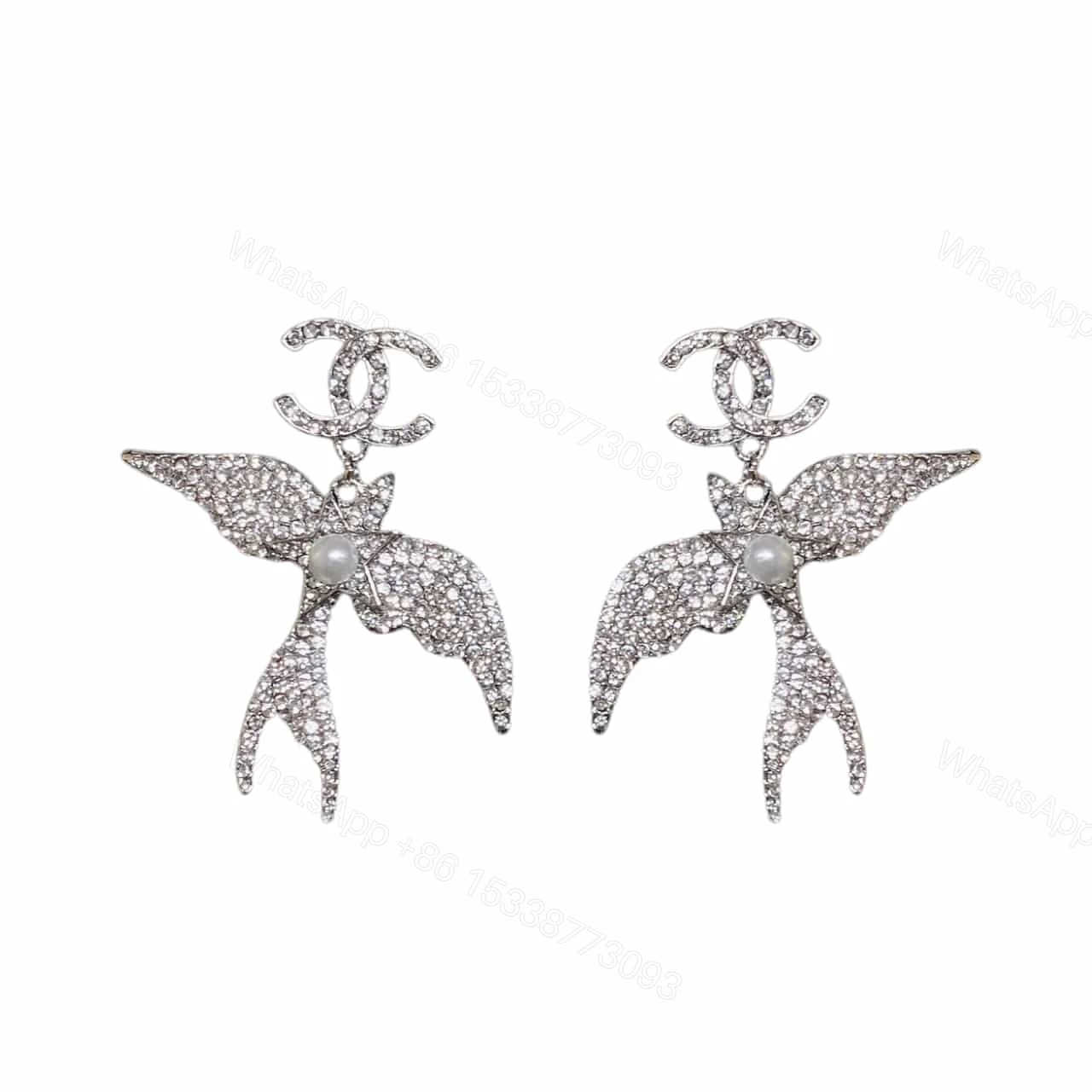 CHANEL PENDANT EARRINGS GLASS PEARLS SILVER ABF754 B20575 U0940 — view 1