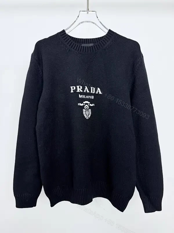 Black Knit Pullover with Crest – Elevated Comfort Knitwear — view 1