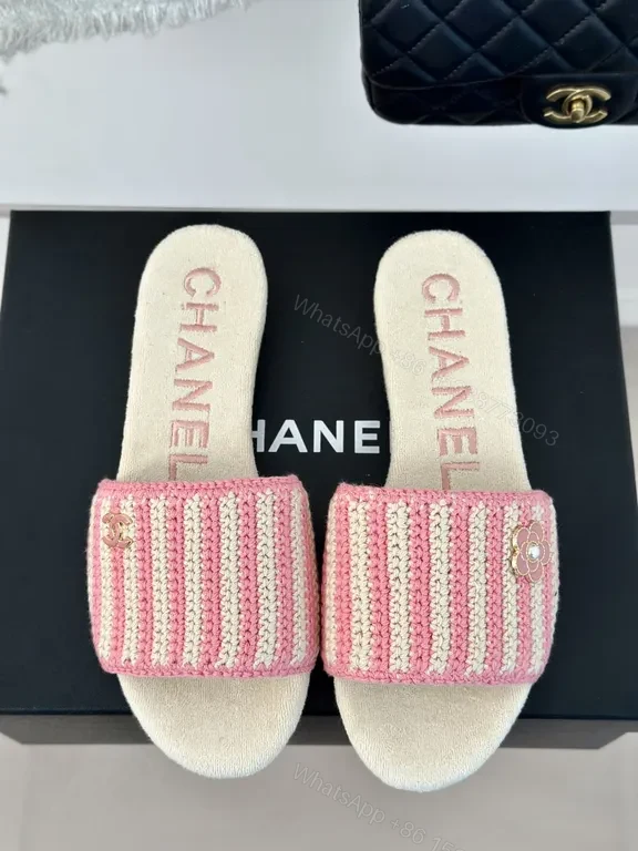 View 3 of Chanel-Inspired Knit Slides: Plush Comfort Luxury Sandals