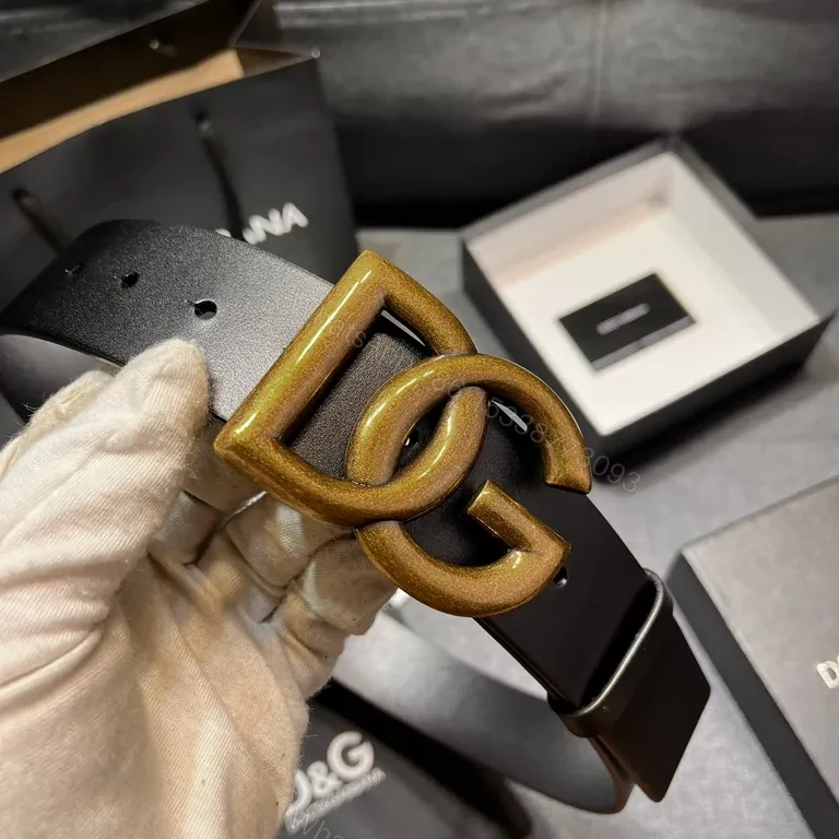 View 8 of Dolce & Gabbana Leather Belt with Gold Buckle - Italian Craftsmanship