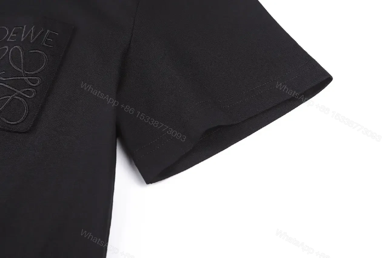 View 4 of Black Cotton Short-Sleeve T-Shirt with LOEWE Pocket Emblem