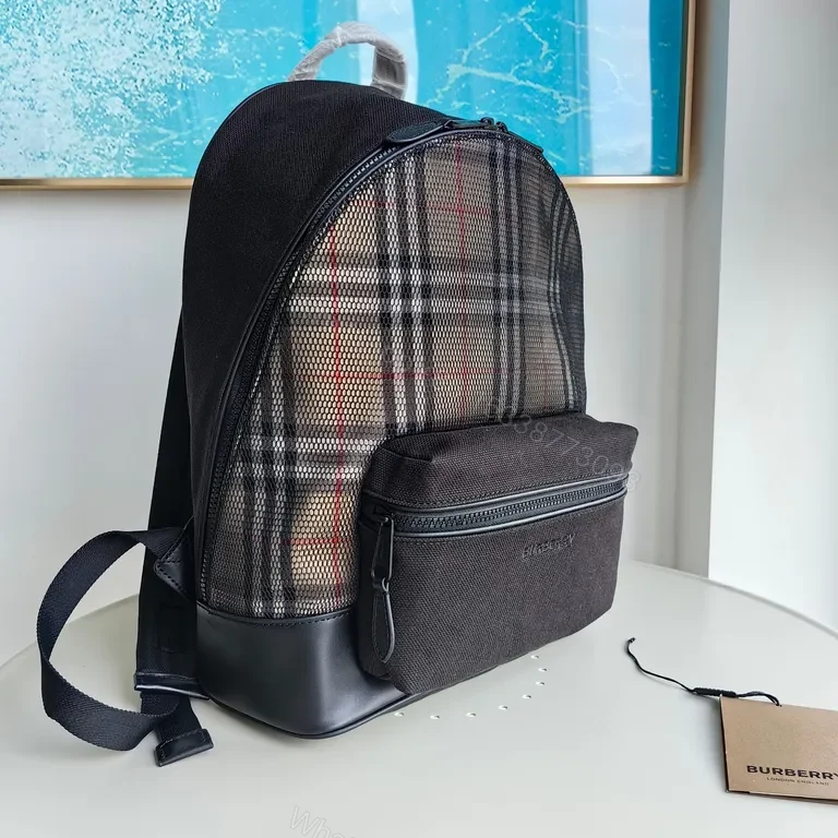 View 3 of Burberry Check Mesh Backpack: Premium Everyday Carry