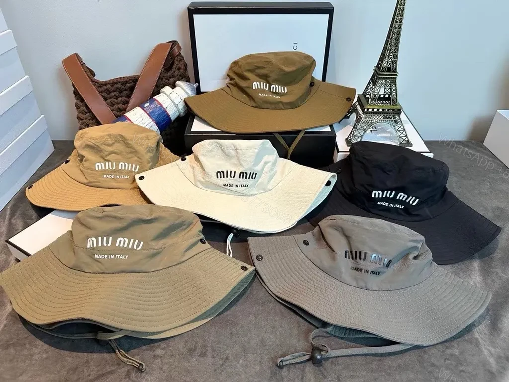 View 3 of Khaki Miu Miu-Style Bucket Hat with Precision Stitching
