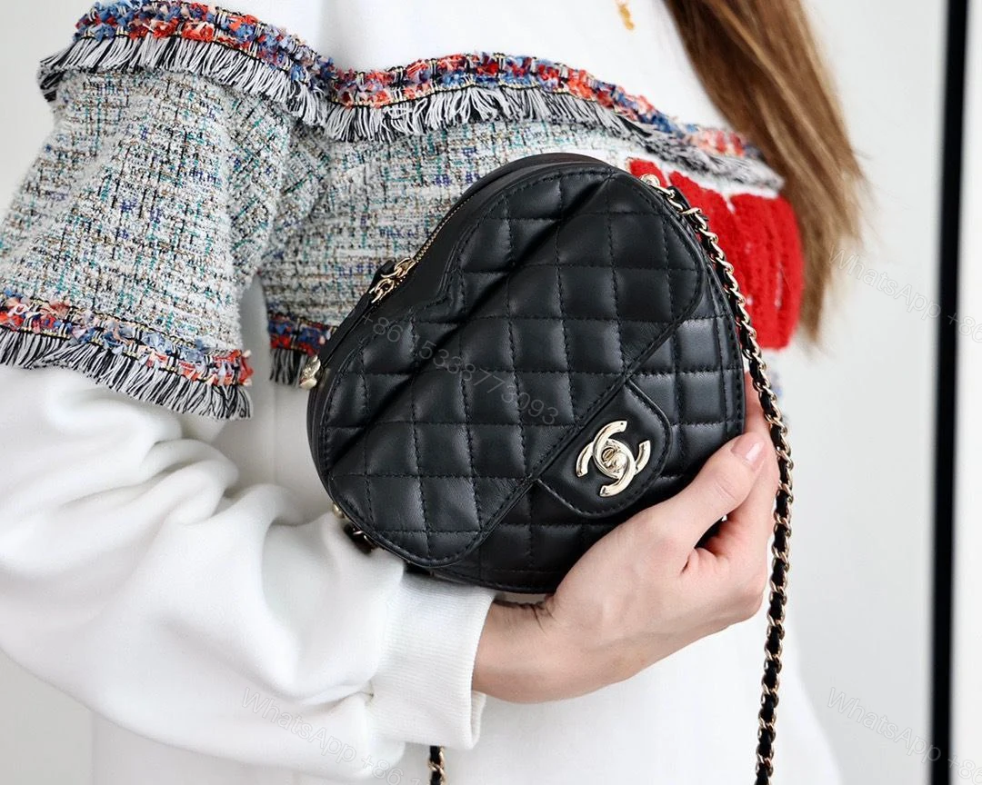 View 2 of Chanel Lambskin Quilted CC In Love Heart Bag Black