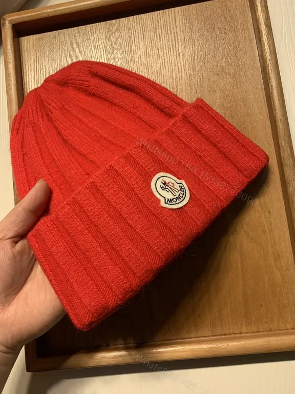 View 5 of Bold Red Rib-Knit Beanie: Moncler Warmth & Luxury Style