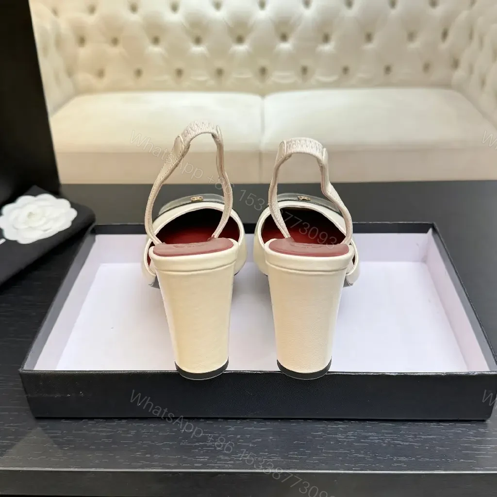 View 8 of Cream & Black Two-Tone Heeled Slingbacks: Luxe Comfort Shoes