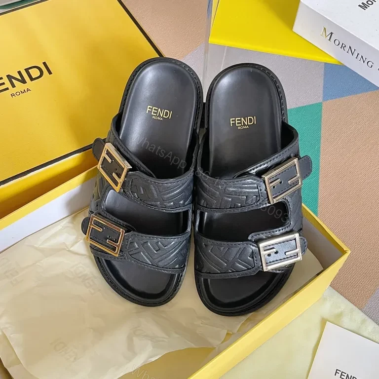 Bold Textured Leather Slides with Hardware Detail - Luxury Menâ€TMs Slides — view 1