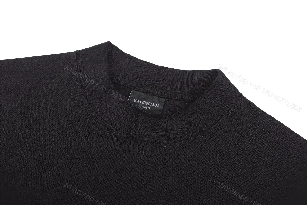 View 10 of Black Cotton Oversized Tee Faded BALENCIAGA Chest Logo T-Shirt