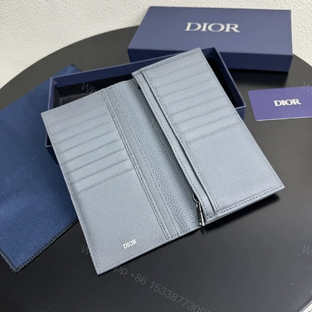 View 5 of Slate Denim Monogram Wallet: Pebble Leather, Slim Luxe Style