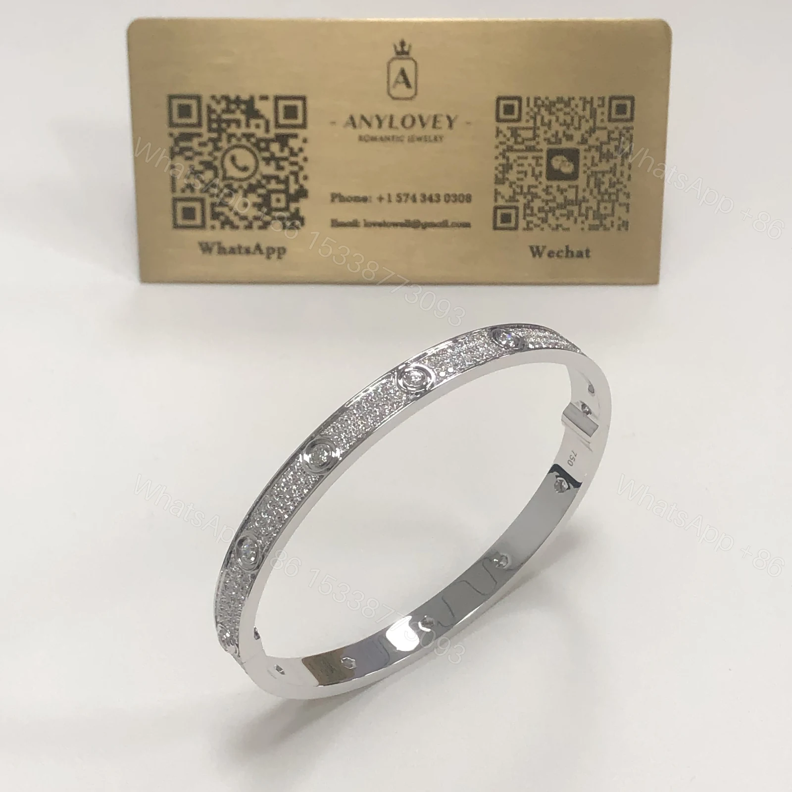 Inspired Cartier Love Bracelet Full Iced Out White Gold N6033602 — view 1