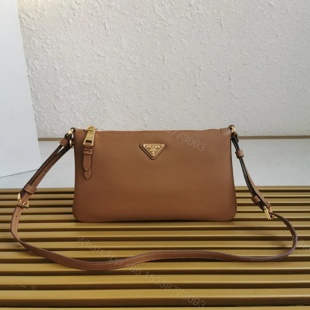 Prada Leather Shoulder Bag Brown — view 1