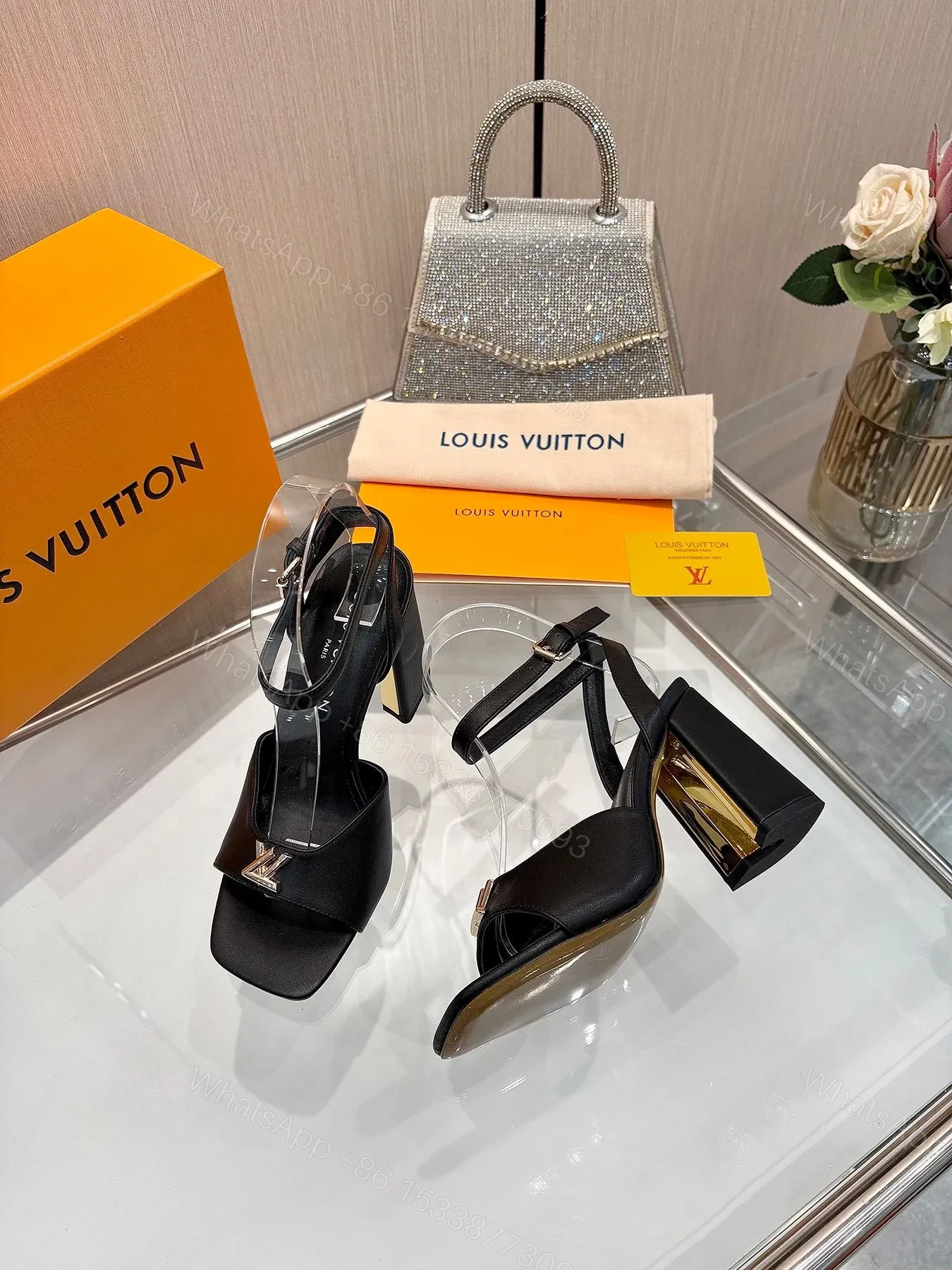 View 4 of LV Women Black Leather Heels
