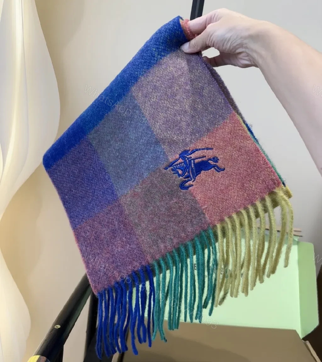 View 7 of Color-Block Luxury Scarf with Fringe Rich Knit