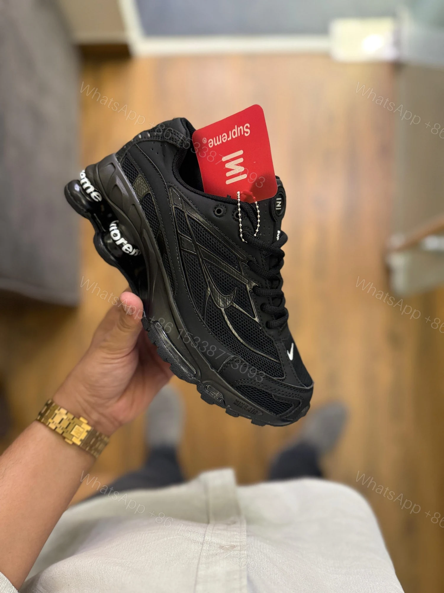 View 3 of FIRST COPY NIKE SHOX 2025 BLACK WHITE SUPREME