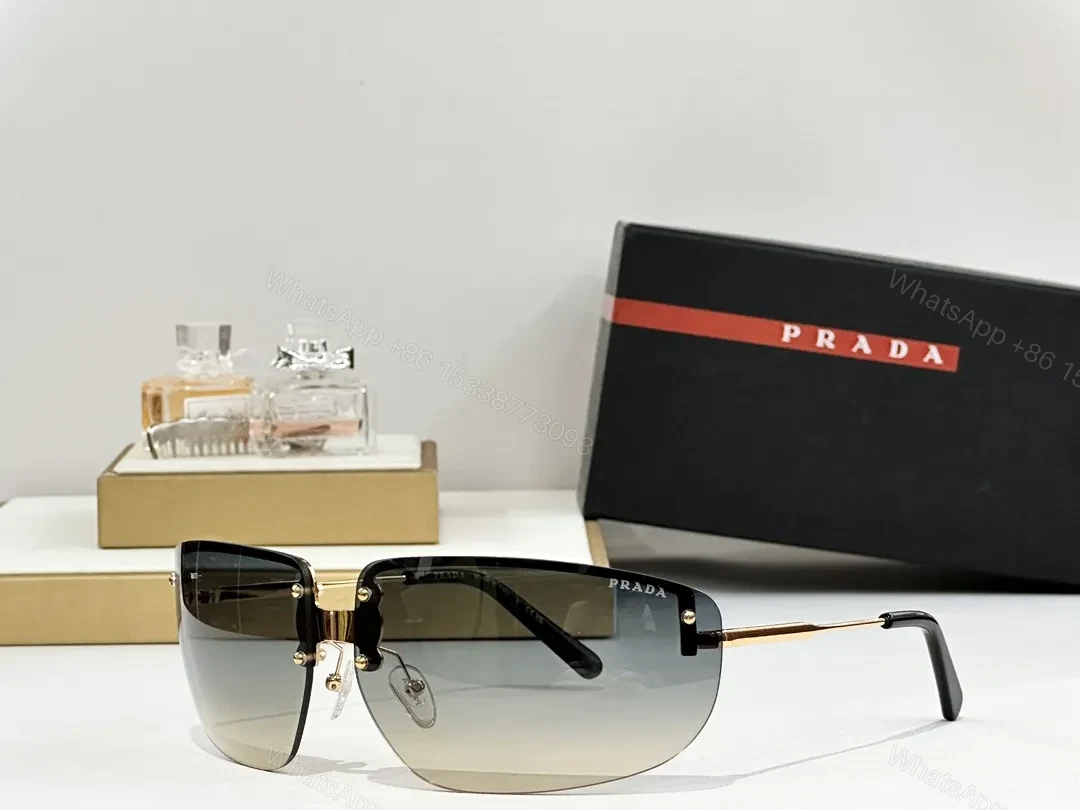 View 6 of Bold Rimless Sunglasses with Gold Hardware