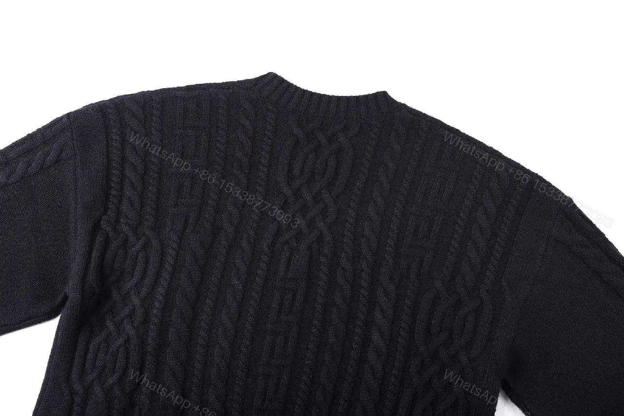 View 8 of Black + Knit + Modern + Medusa texture + Crewneck Sweater