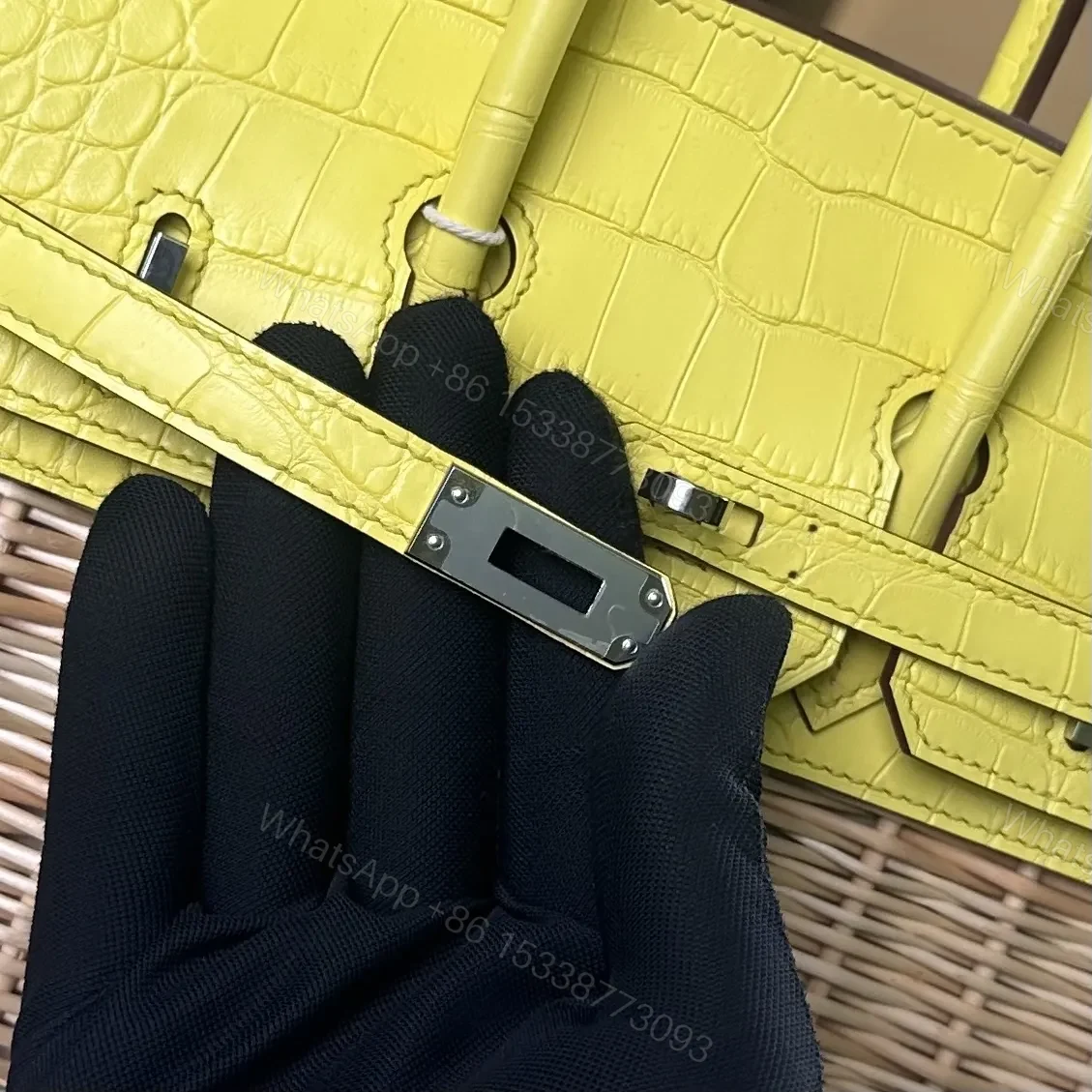View 6 of Hermes Birkin 25cm Amber Yellow Crocodile Leather