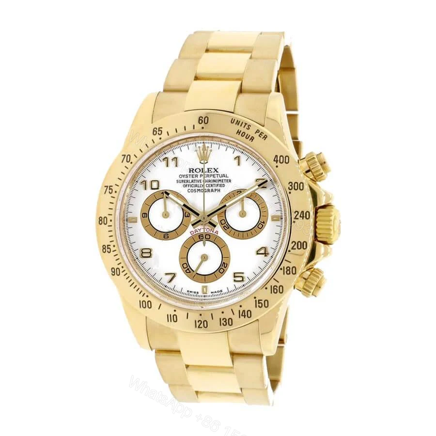 View 2 of Rolex Daytona 116528 Super Clone: 40mm Yellow Gold White Dial Cosmograph