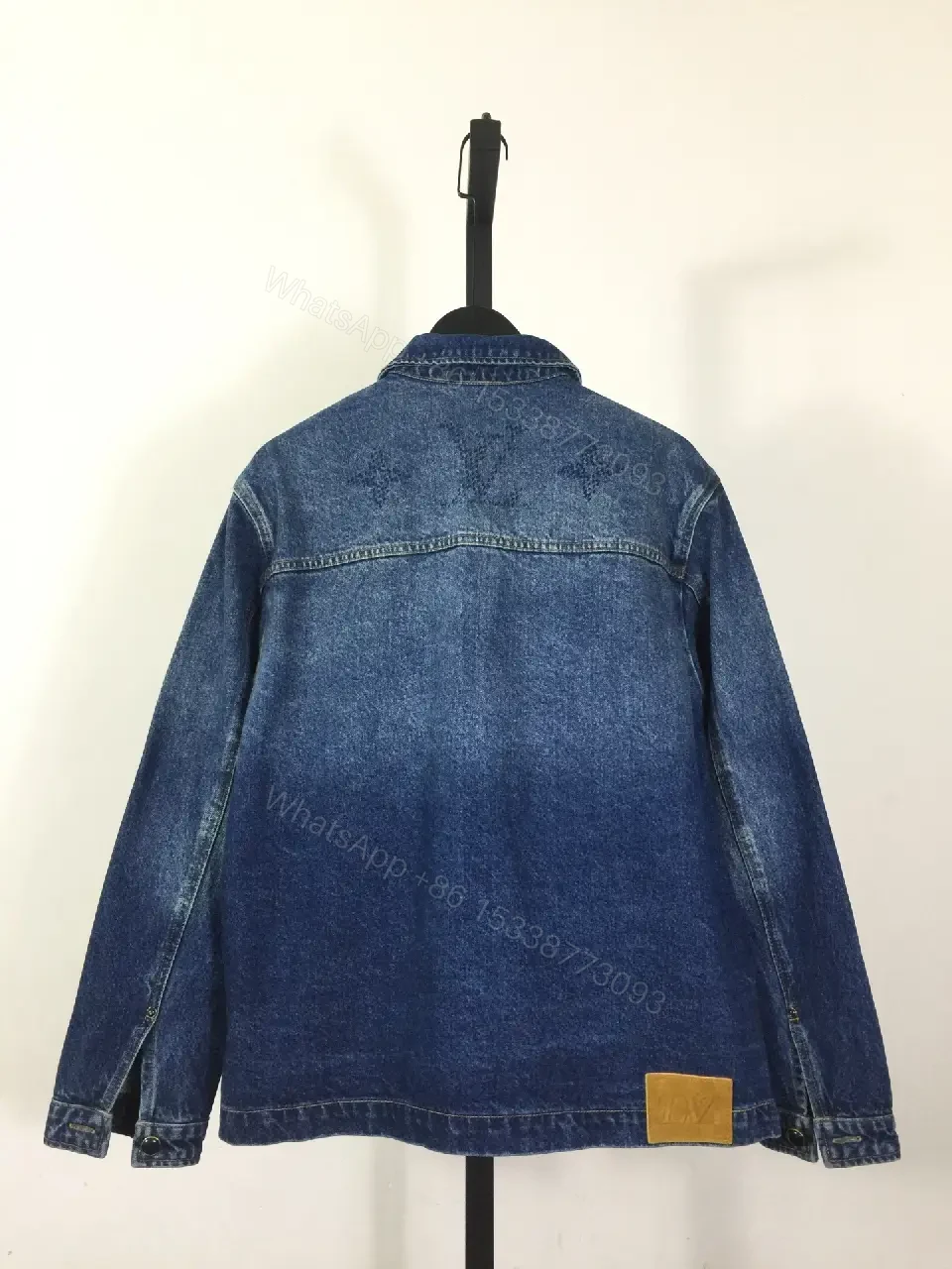 View 3 of Modern Texture Denim Jacket with Monogram Details