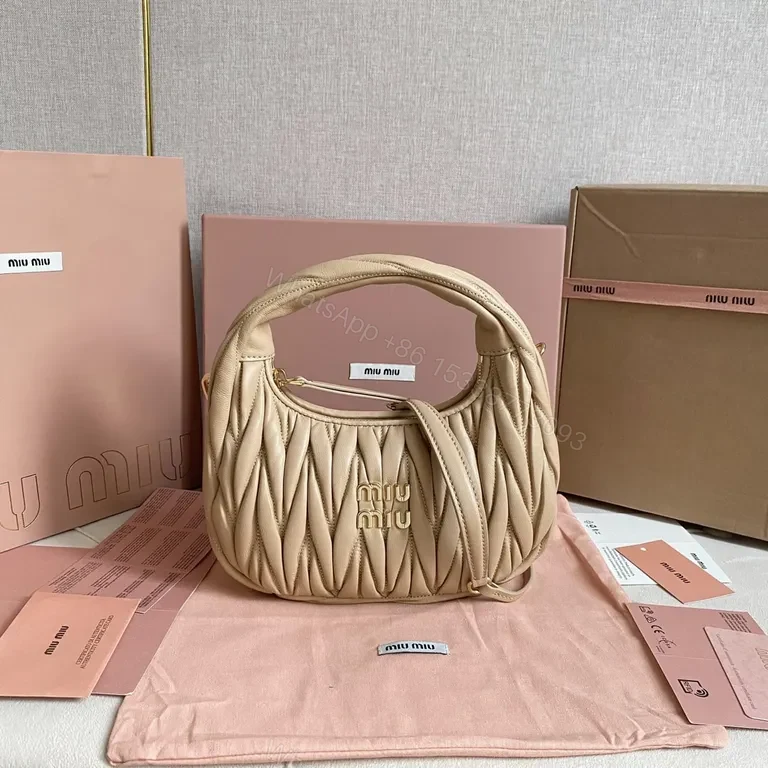 Chic Quilted Leather Bag: Compact Luxury, Blush, Miu Miu Style — view 1