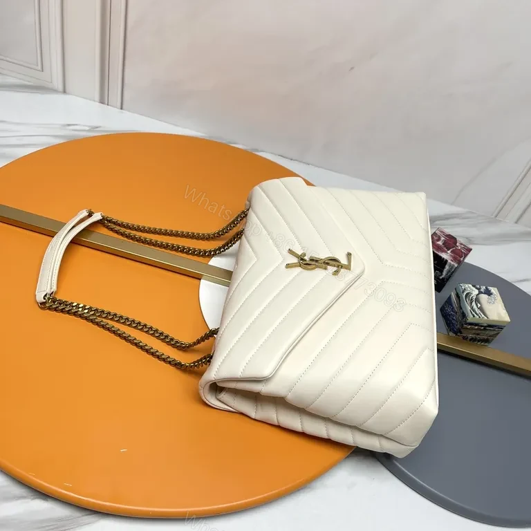 View 4 of Chic Quilted YSL Emblem Crossbody Bag, Ivory, Luxury Style