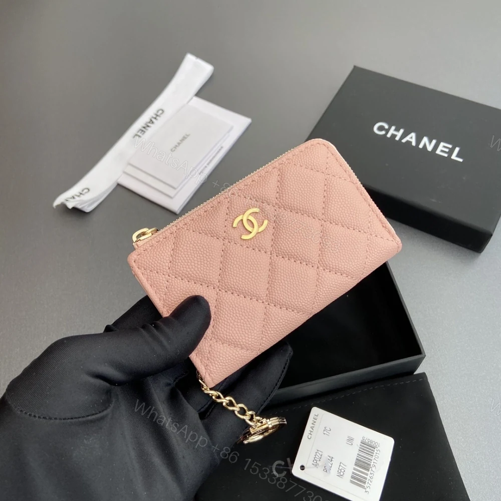 View 5 of 高仿Chanel*AP0223零錢包粉色魚子醬金扣免檢版