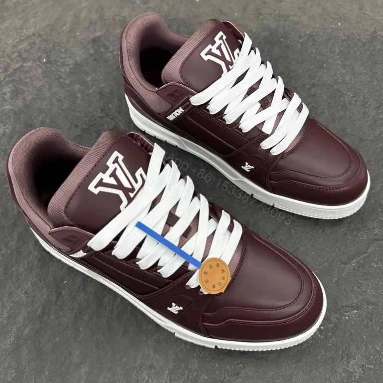 View 3 of Louis Vuitton-Inspired Burgundy Leather High-Tops â€“ Comfort-Driven Style