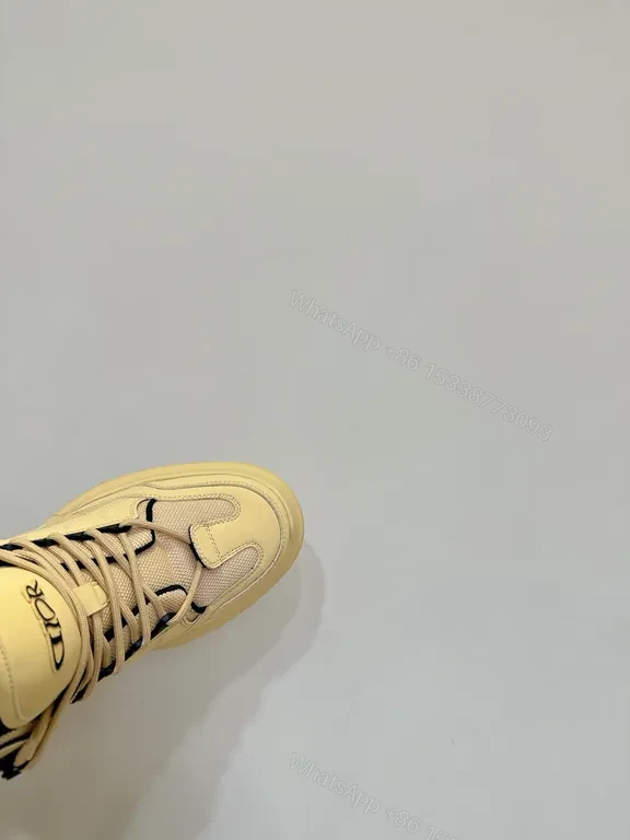 View 5 of Beige Leather-Mesh Chunky-Sole Sneakers: Luxe, All-Day Comfort