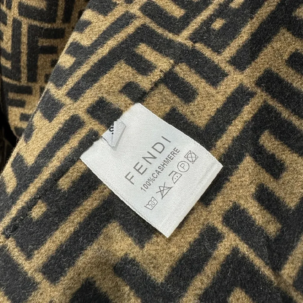 View 8 of Bold Wool-Blend Wrap Coat with Logo-Pattern Overlay