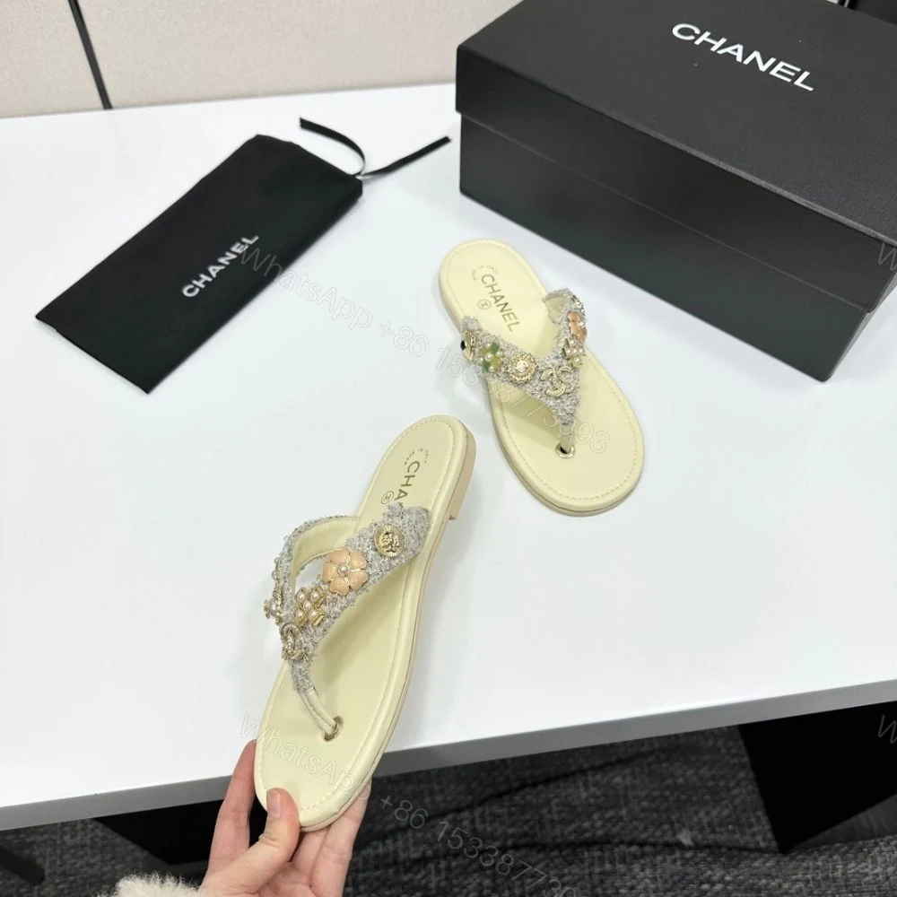 View 8 of Chanel Thong Jewel Embellished Cream