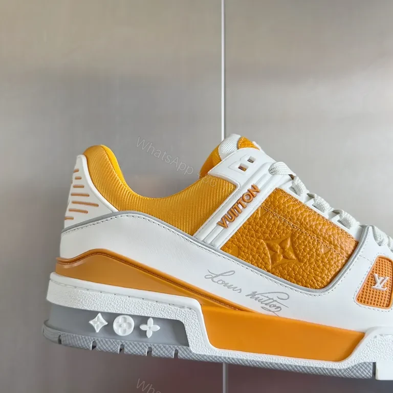 View 4 of Yellow Leather-Textile High-Tops: LV-Inspired Comfort Sneakers