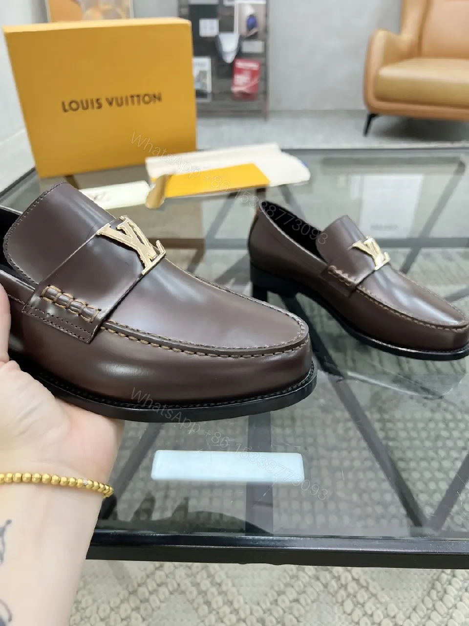 View 8 of Rich Leather Loafers with Signature Hardware, All-Day Comfort